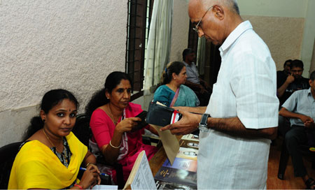 At sale counter of books and CD - Ms Lata Devan, Lalitha Harikumar and Susheela Madhavan